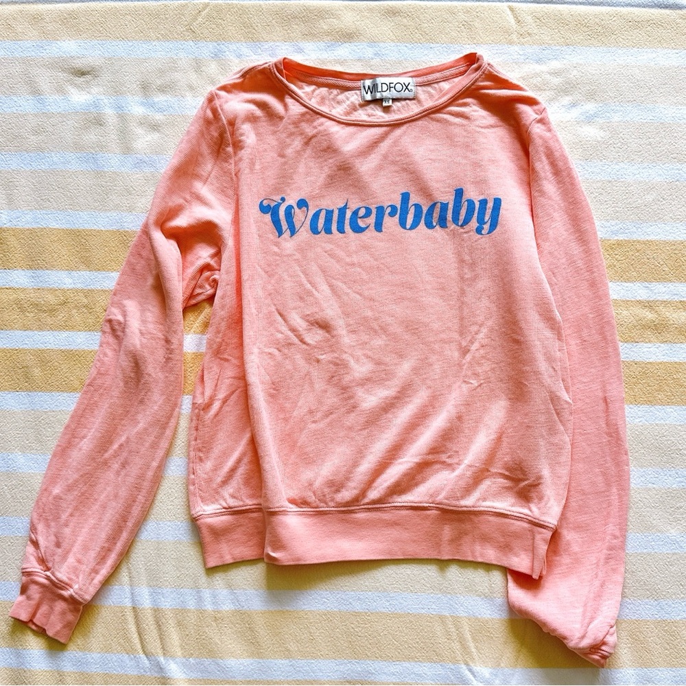 NWOT🌟Wildfox Pink 'Waterbaby' Beach Baggy Oversized Lightweight Sweatshirt XS